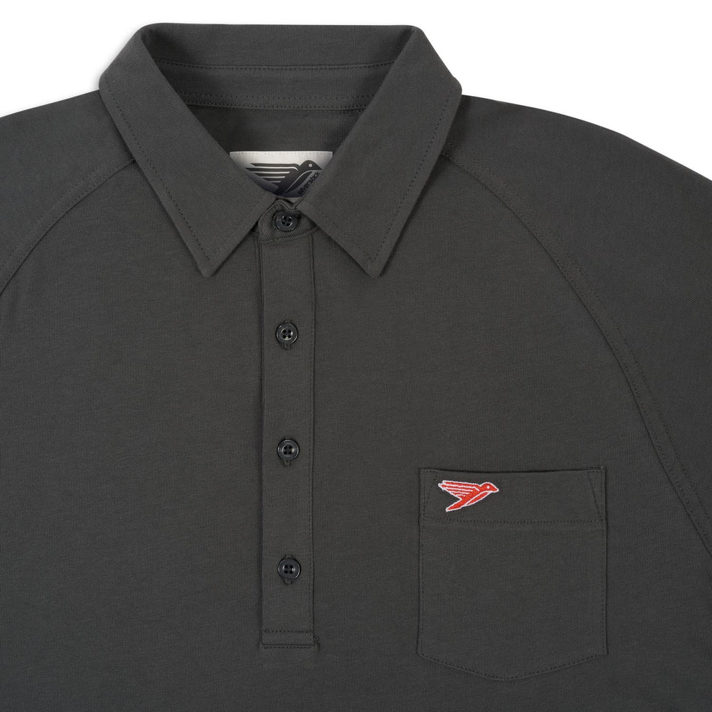 silverstick mens organic cotton lopez polo shirt gun metal close up