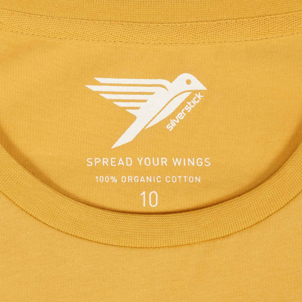 silverstick womens adventure organic cotton t shirt boxy maize bird