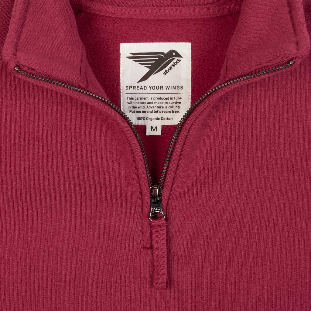 Silverstick Womens Nevis Organic Cotton Quarter Zip Sweat Beaujolais Zip