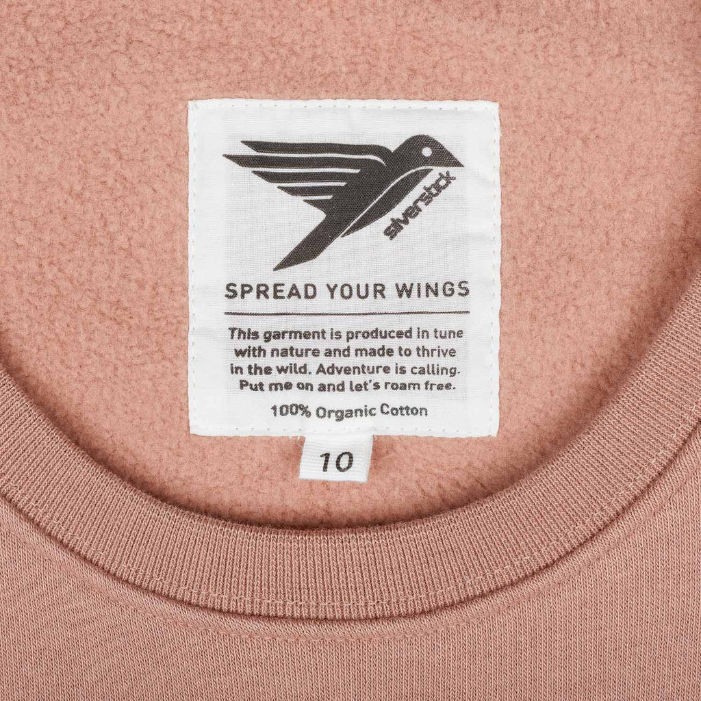 silverstick womens organic cotton sweat arugam logo mahogany rose neck label
