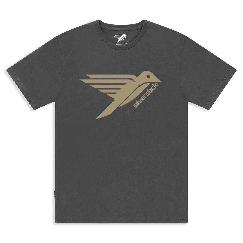silverstick mens organic cotton original logo gun metal t shirt 